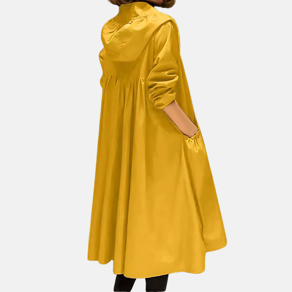 Women's Hooded Mid-Length Rain Jacket - Practical Everyday Coverage