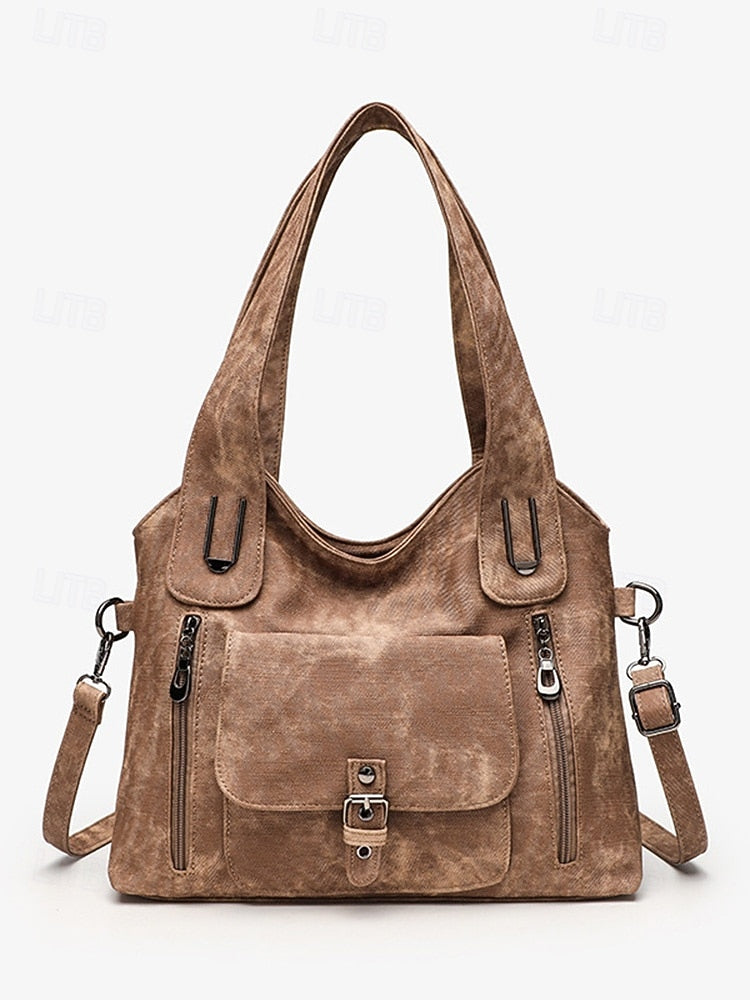 Vintage PU Hobo Shoulder Bag - Roomy and Lightweight