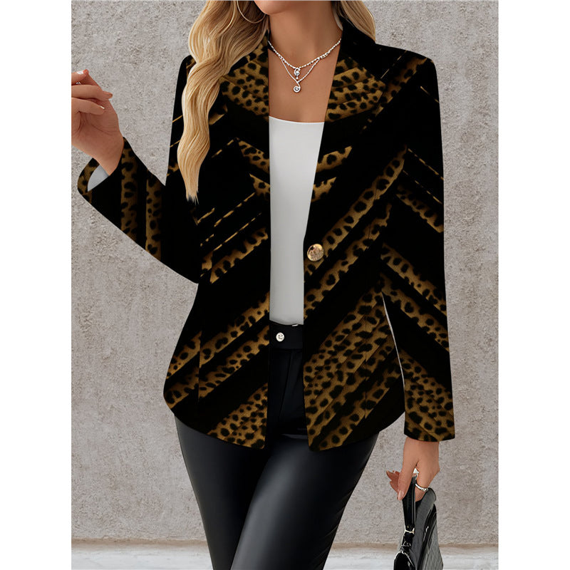 Women’s Navy Blue & White Polka Dot Blazer – Chic Elegant Casual Style