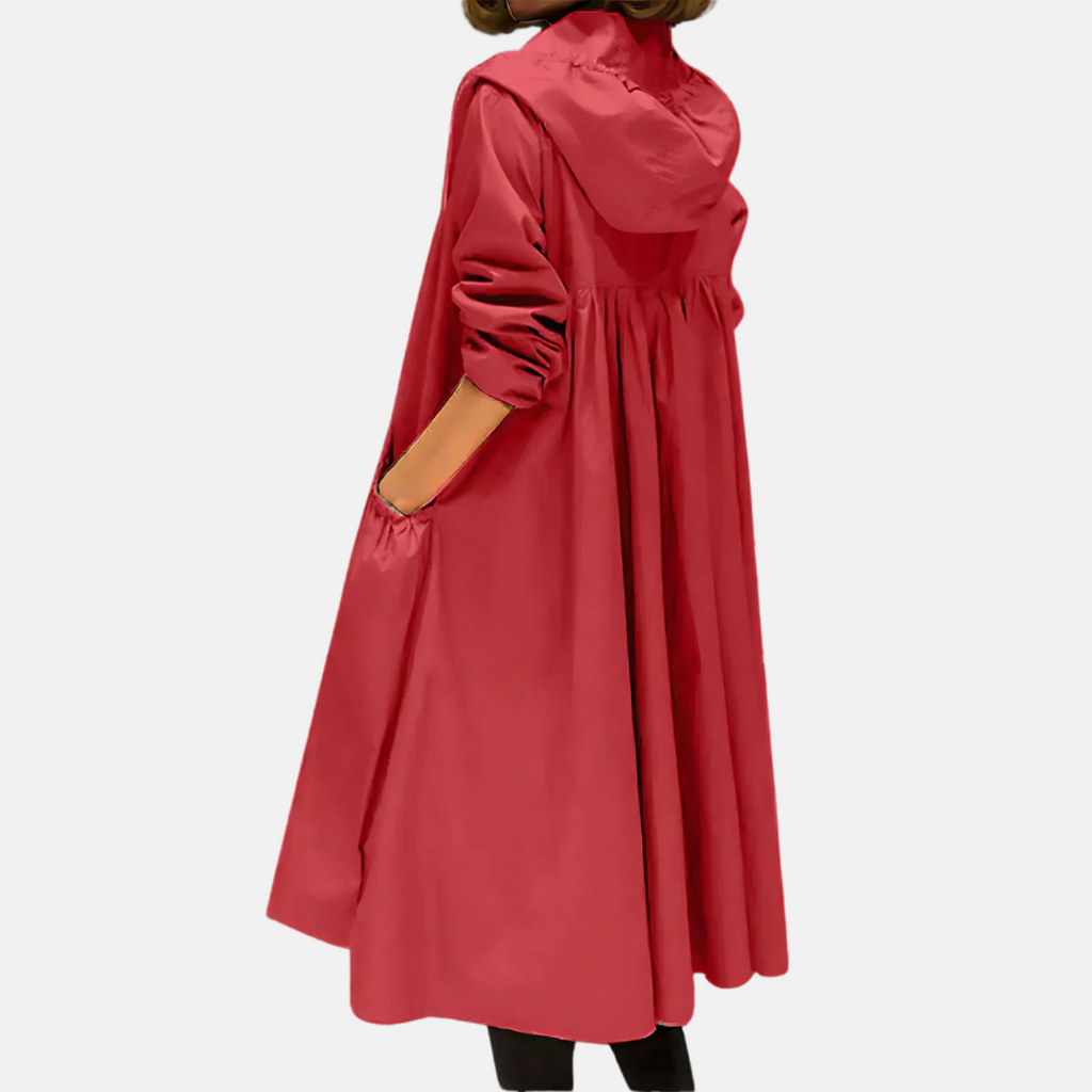 Women's Hooded Mid-Length Rain Jacket - Practical Everyday Coverage