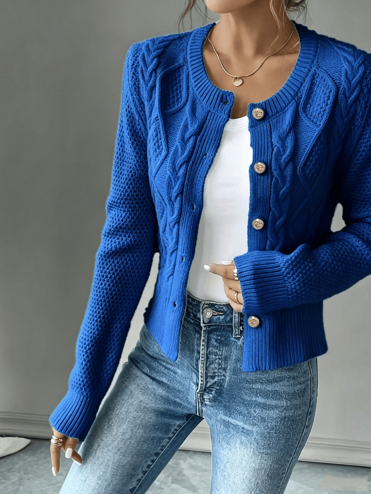 Cable-Knit Button Cardigan - Elegant and Cozy