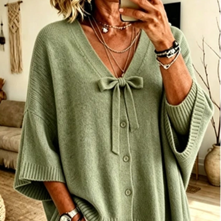 Women's Solid Color Long Sleeve Sweater - Soft Casual Everyday Knit