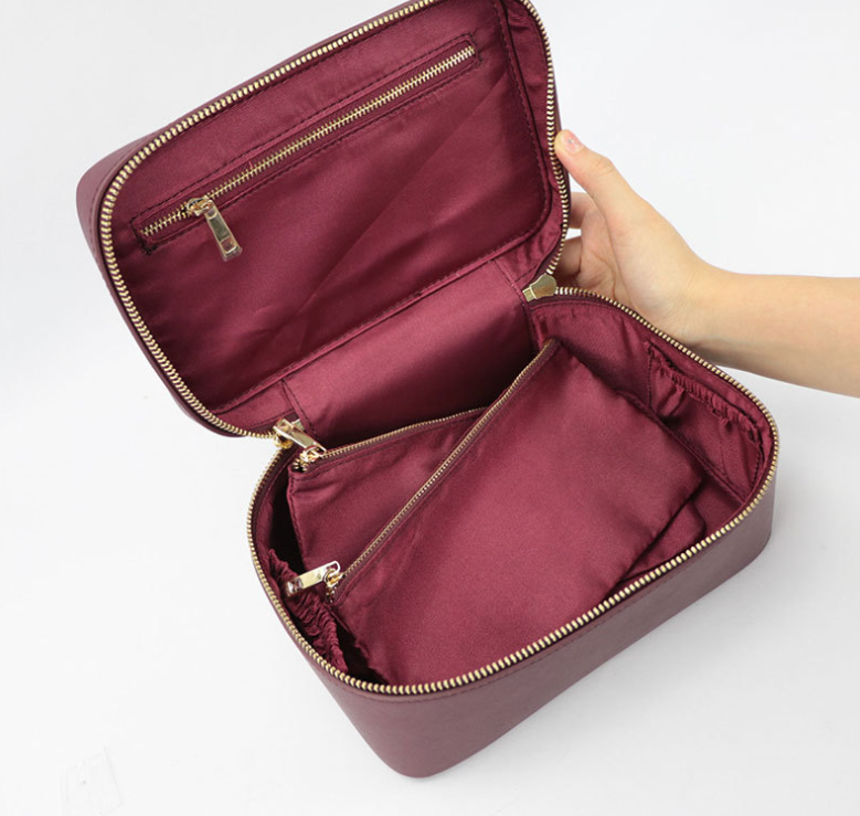 Split Leather Travel Toiletry Bag – Genuine Leather Portable Toiletry Bag