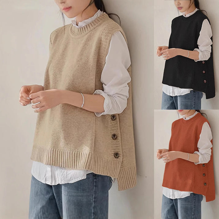 Women’s Retro Sleeveless Sweater Vest – Vintage Cozy Layering Style