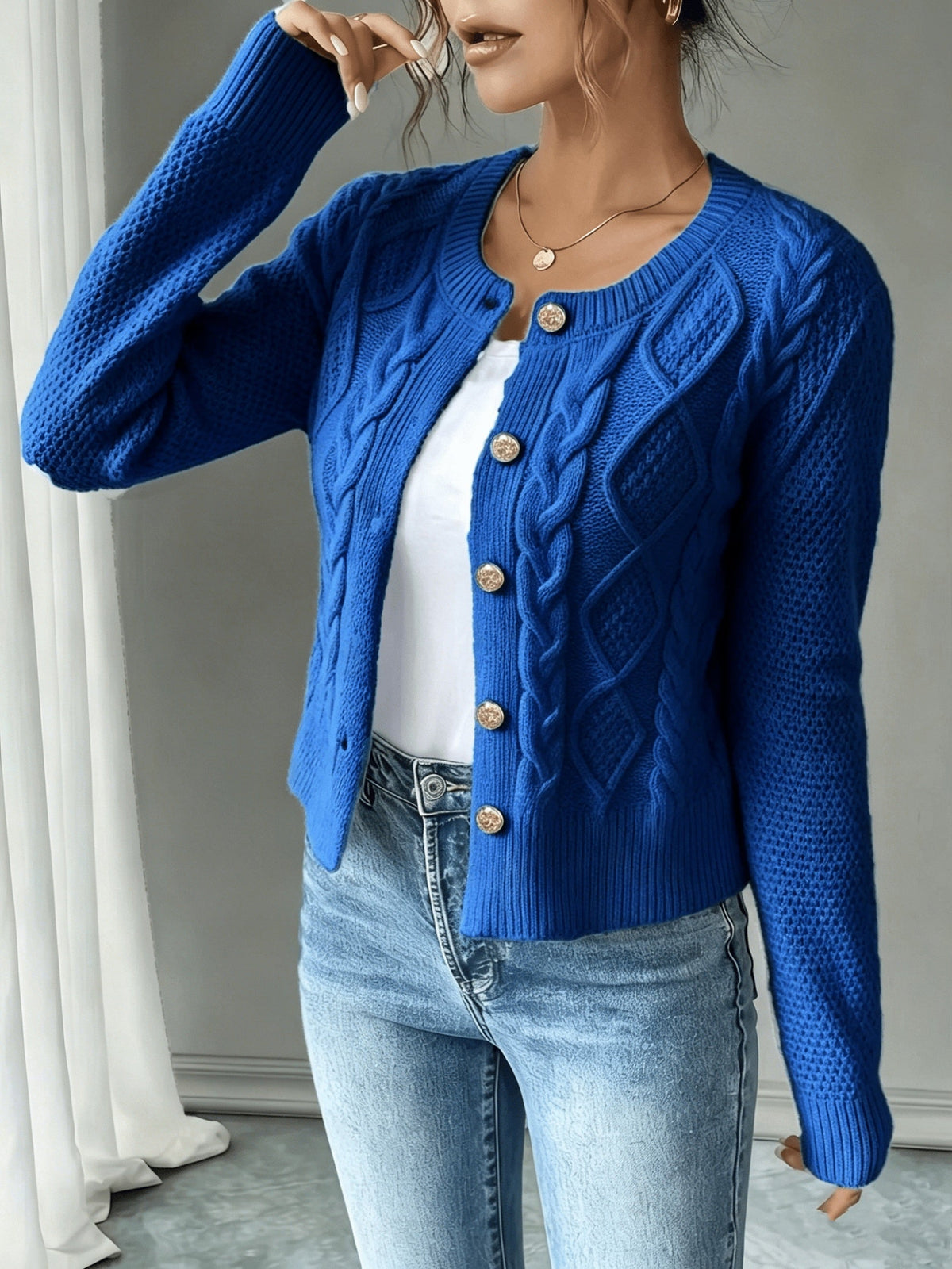 Cable-Knit Button Cardigan - Elegant and Cozy