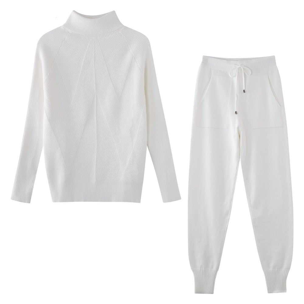 Comfortable Women's Loungewear Set with Diamond Pattern - Casual Chic