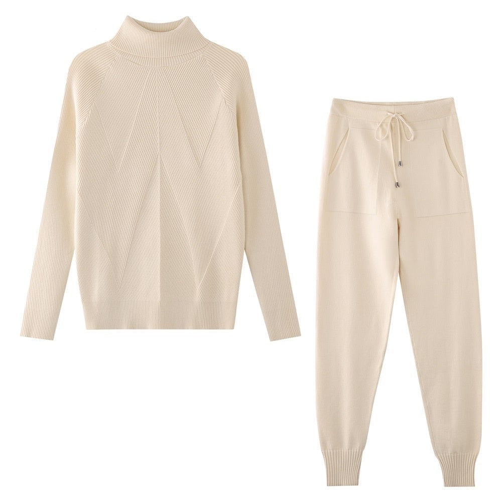 Comfortable Women's Loungewear Set with Diamond Pattern - Casual Chic