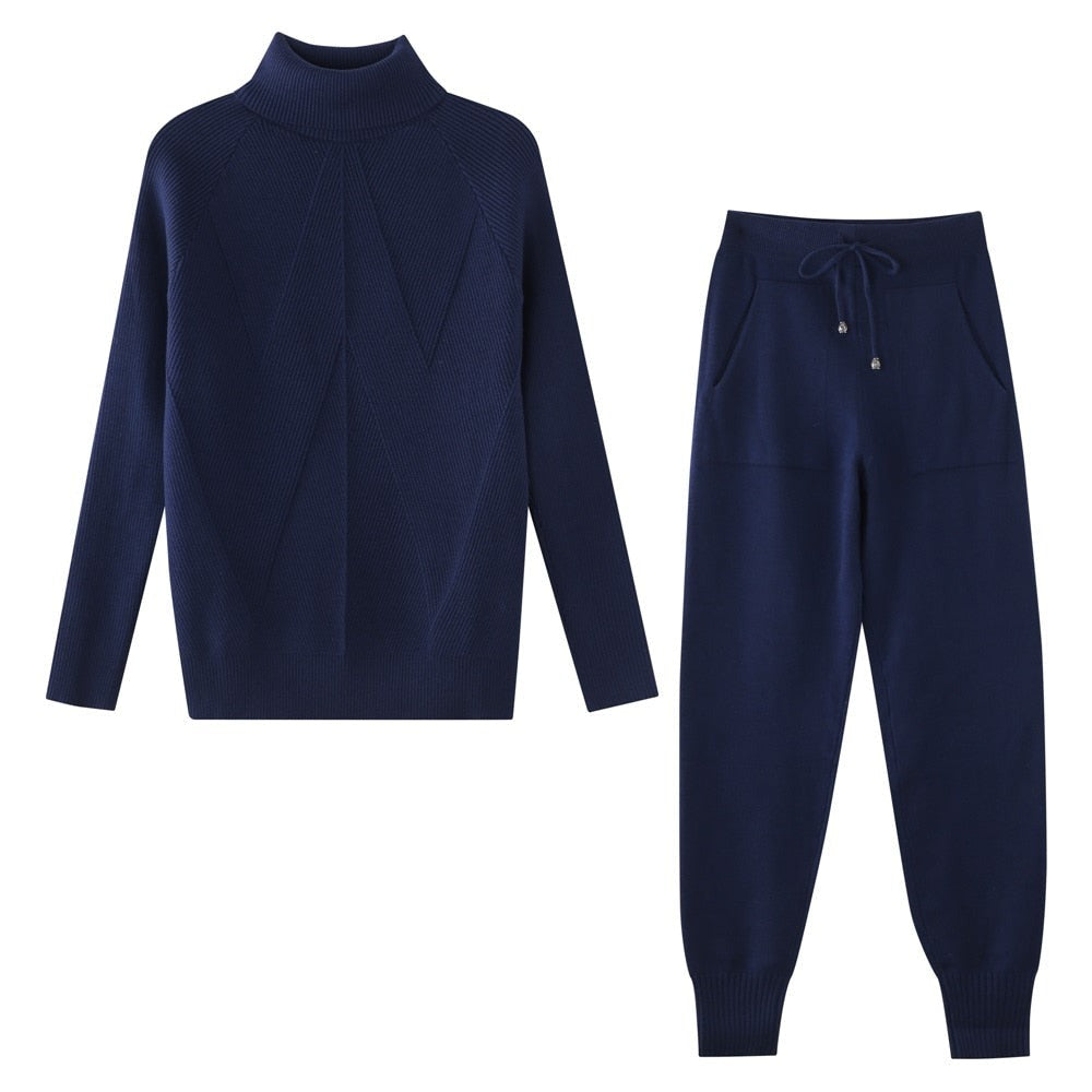 Comfortable Women's Loungewear Set with Diamond Pattern - Casual Chic