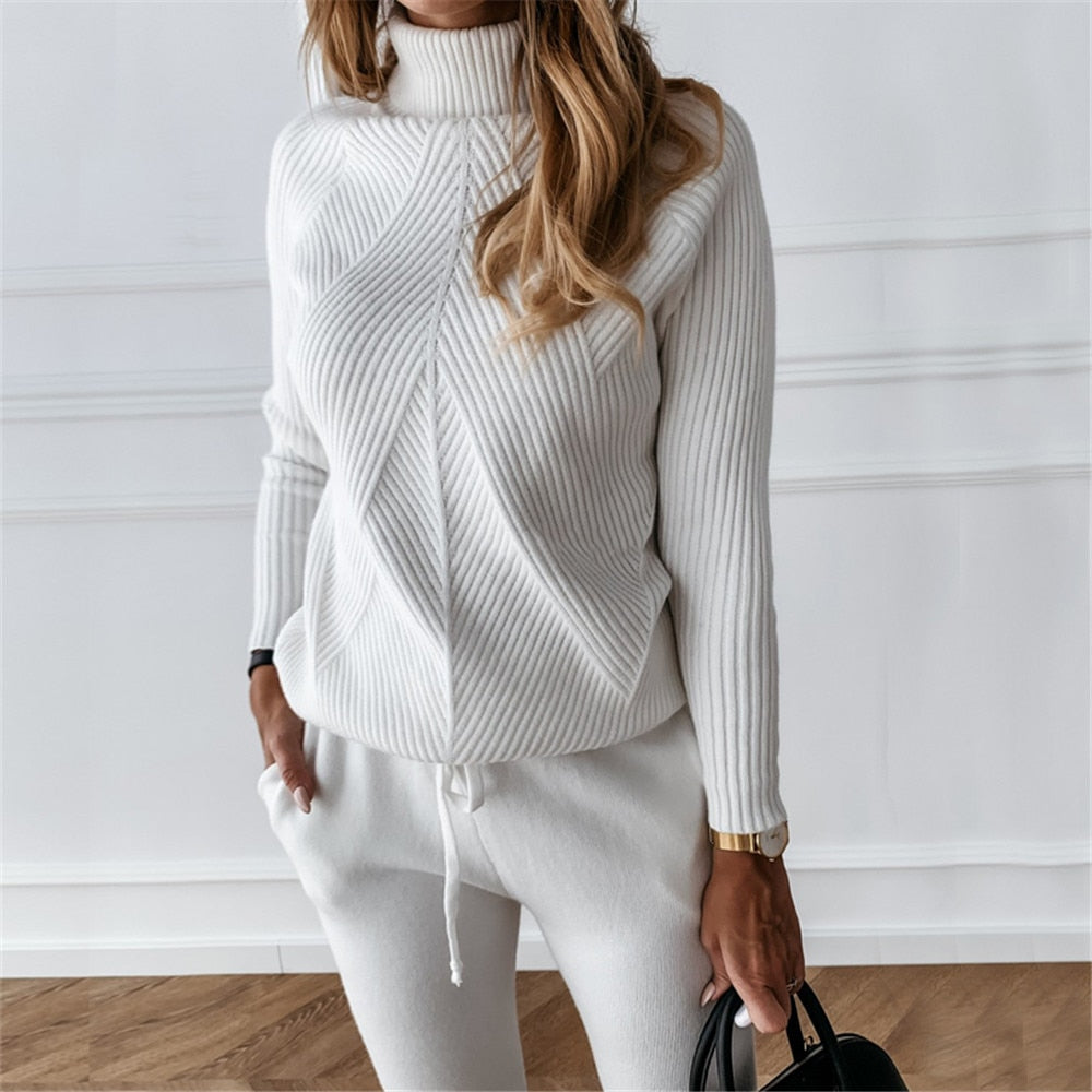 Comfortable Women's Loungewear Set with Diamond Pattern - Casual Chic