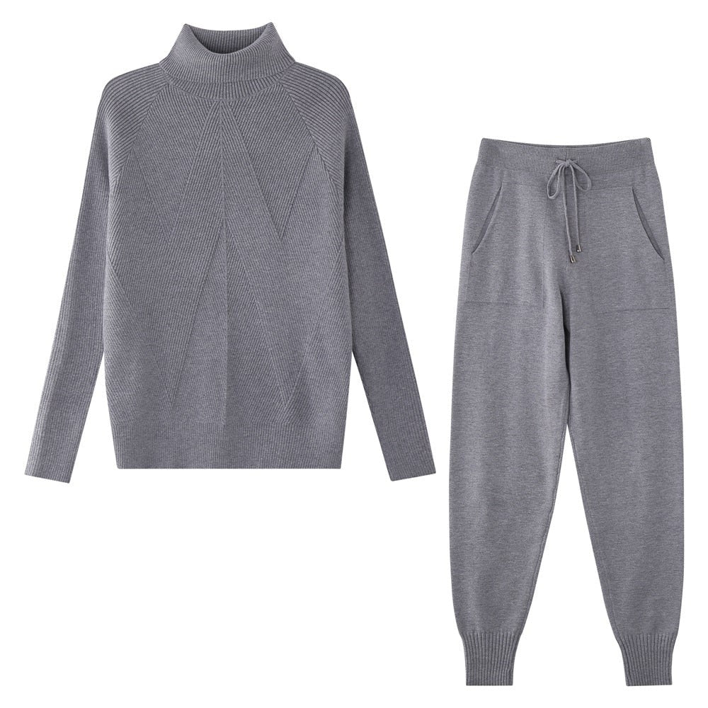 Comfortable Women's Loungewear Set with Diamond Pattern - Casual Chic