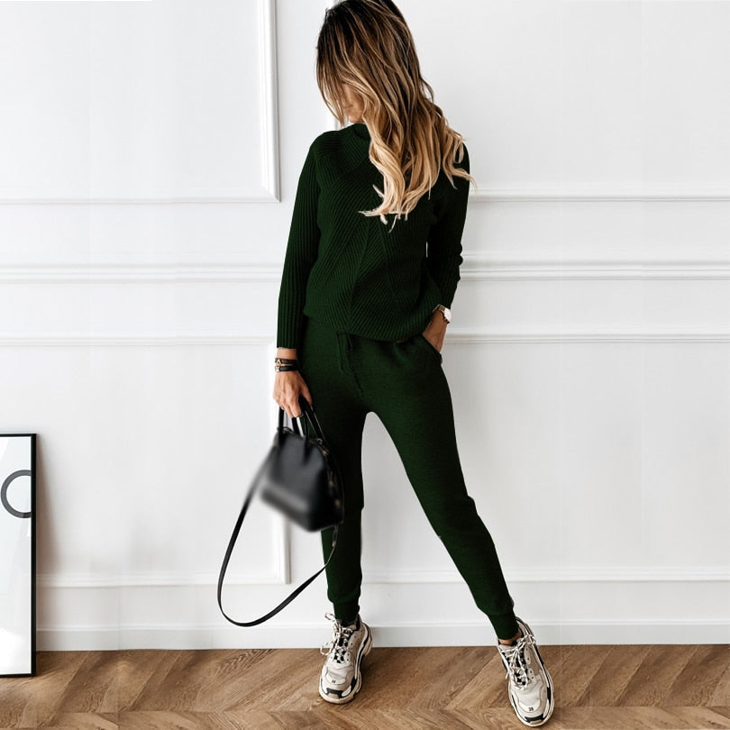 Comfortable Women's Loungewear Set with Diamond Pattern - Casual Chic