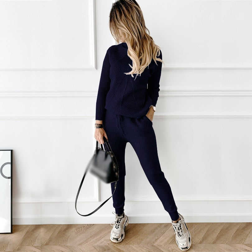 Comfortable Women's Loungewear Set with Diamond Pattern - Casual Chic