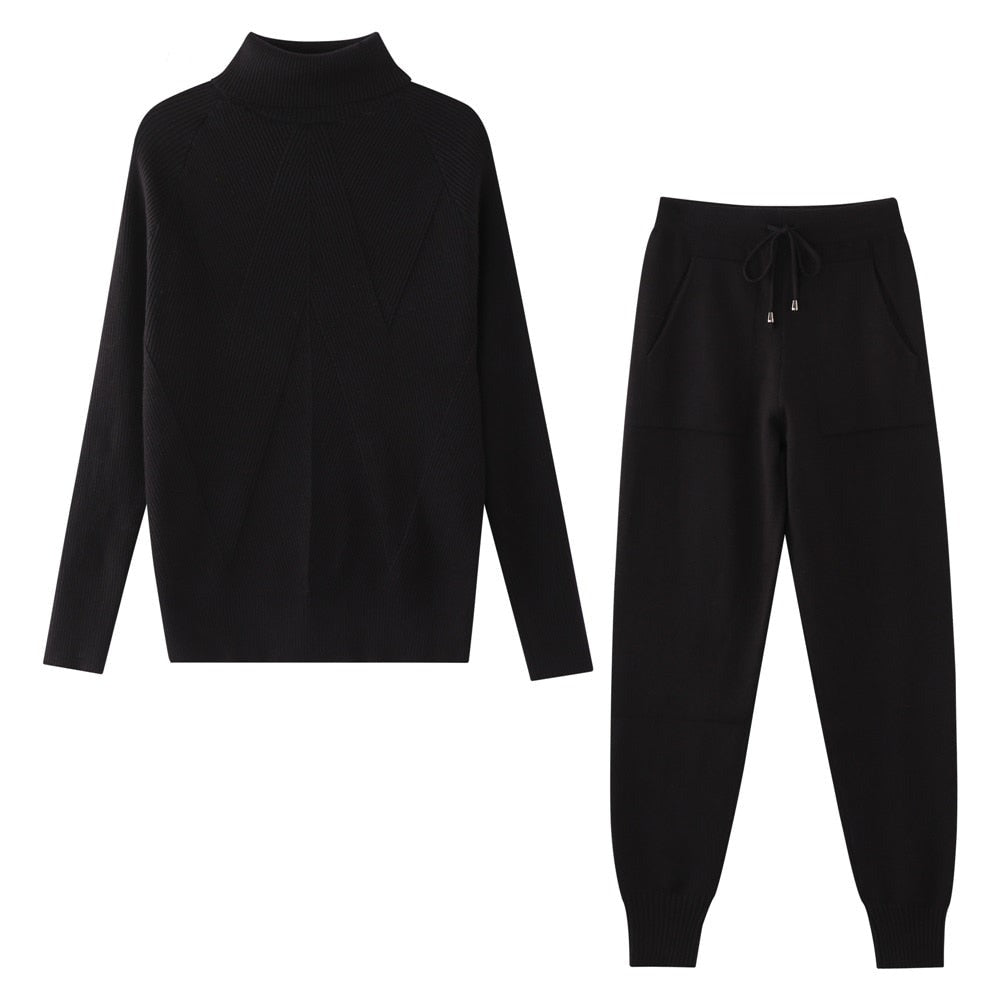 Comfortable Women's Loungewear Set with Diamond Pattern - Casual Chic