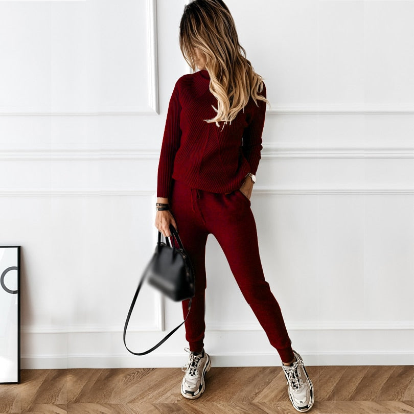 Comfortable Women's Loungewear Set with Diamond Pattern - Casual Chic