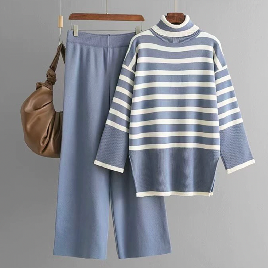 Abby Women’s Classic Striped Set – Casual Relaxed Everyday Style