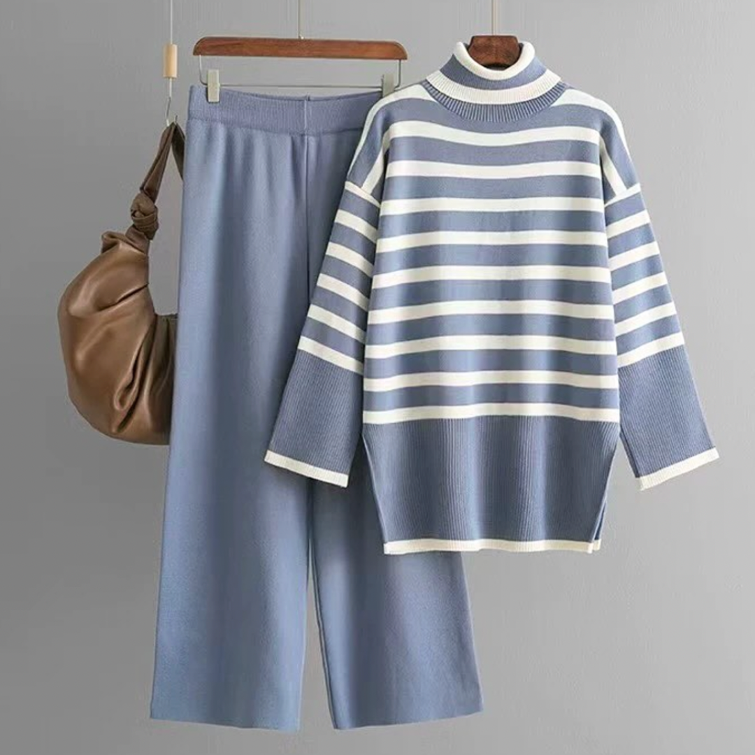 Abby Women’s Classic Striped Set – Casual Relaxed Everyday Style