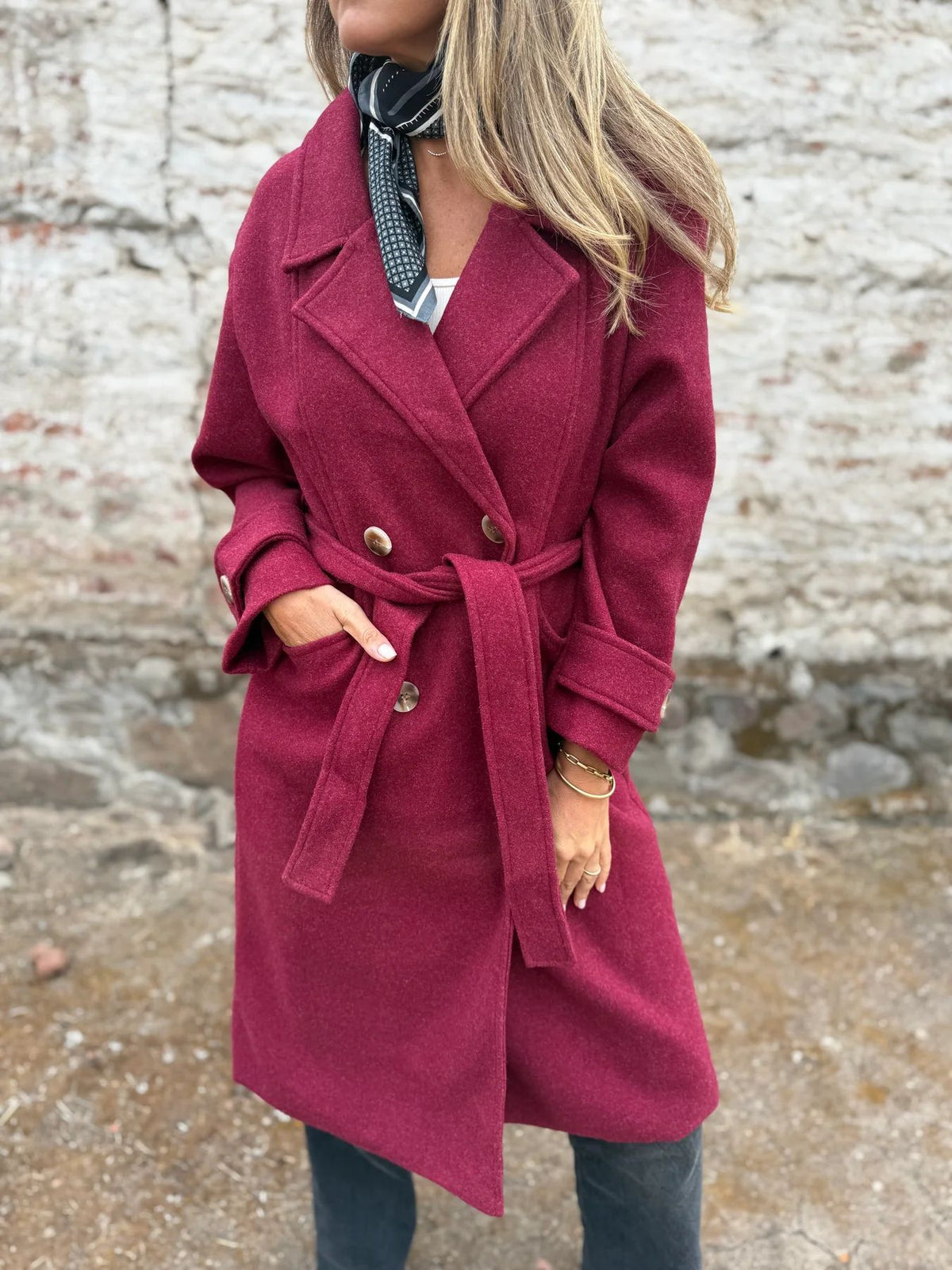 Women’s Autumn Winter Lace-Up Cardigan Coat – Casual Long Sleeve Lapel Wool Blend with Pockets