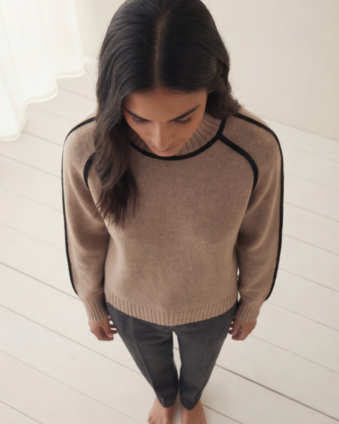 Women’s Warm Turtleneck Sweater – Casual Color-Block Knit for Fall and Winter