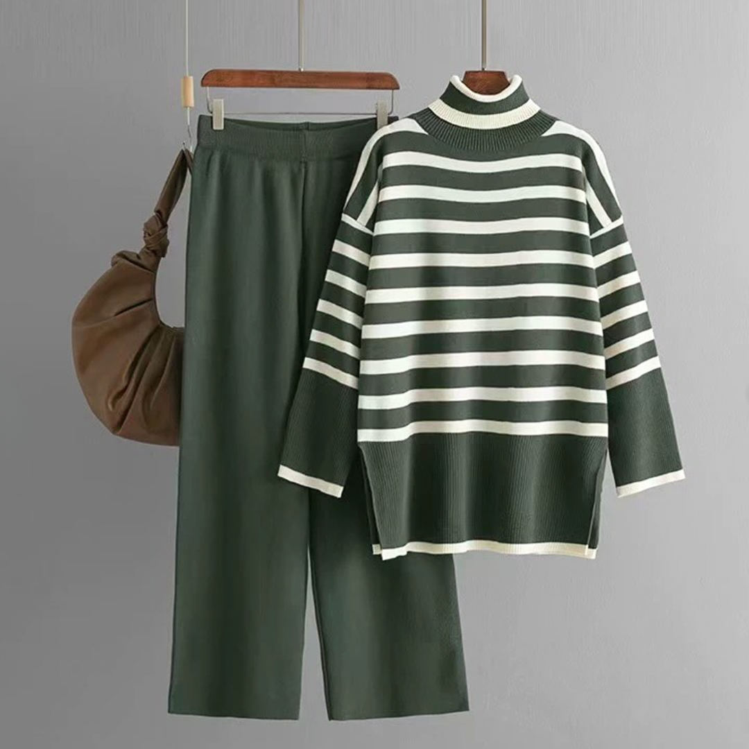 Abby Women’s Classic Striped Set – Casual Relaxed Everyday Style