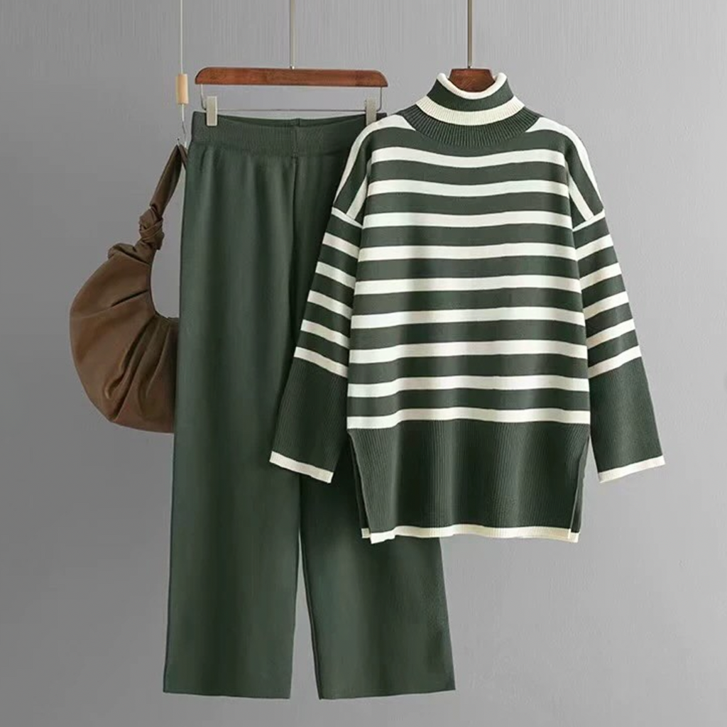 Abby Women’s Classic Striped Set – Casual Relaxed Everyday Style
