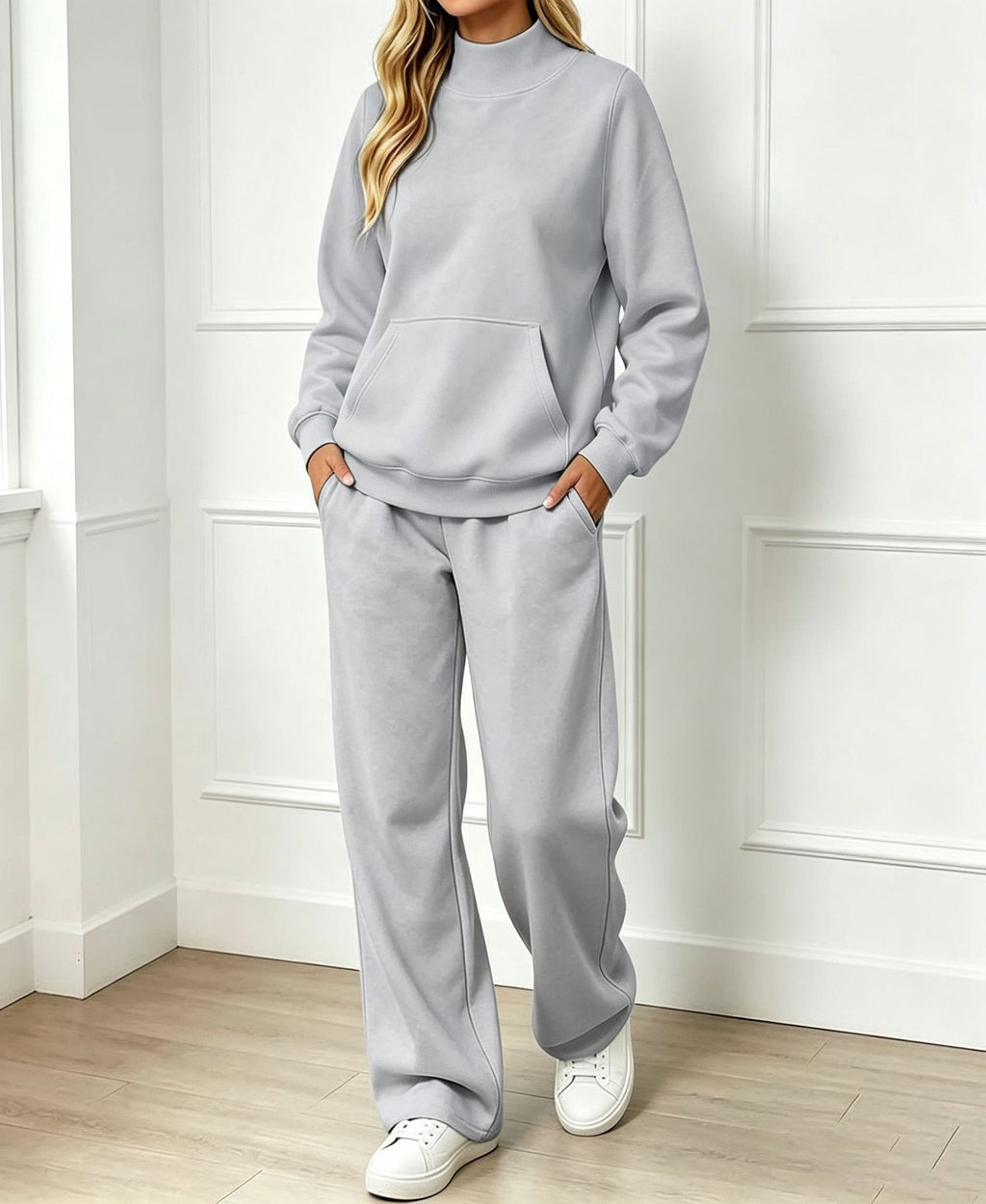 Mock-Neck Sweatshirt Set - Cozy and Easy