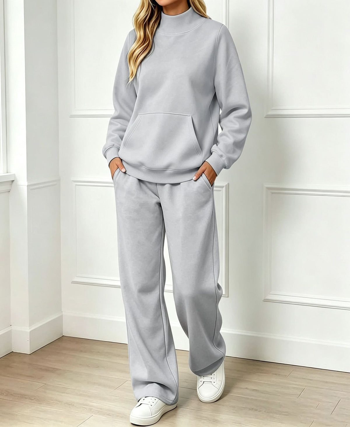 Mock-Neck Sweatshirt Set - Cozy and Easy