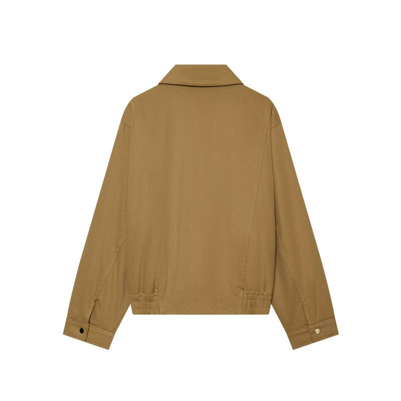 Women's Casual Cotton Jacket - Notched Lapel Utility Layer