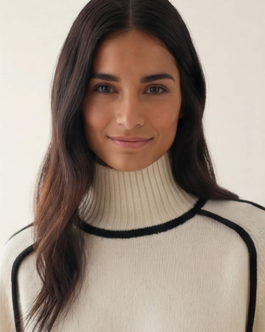 Women’s Warm Turtleneck Sweater – Casual Color-Block Knit for Fall and Winter