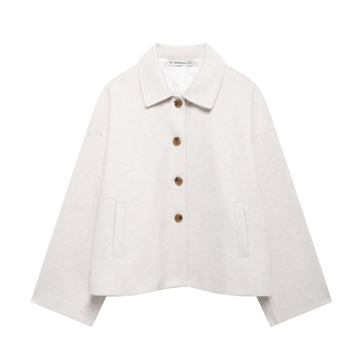 Short Notched-Collar Wool Coat - Chic and Soft