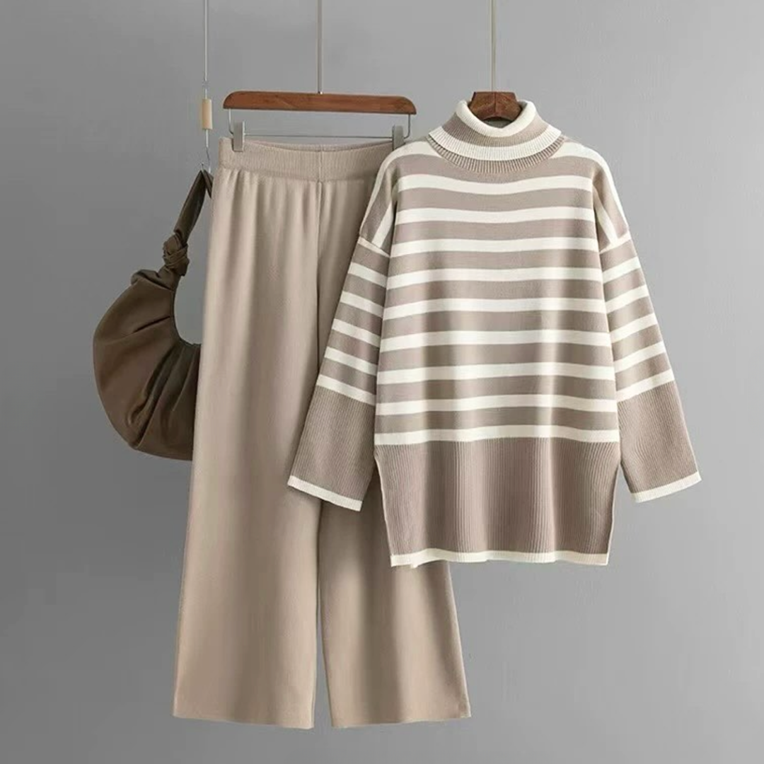 Abby Women’s Classic Striped Set – Casual Relaxed Everyday Style