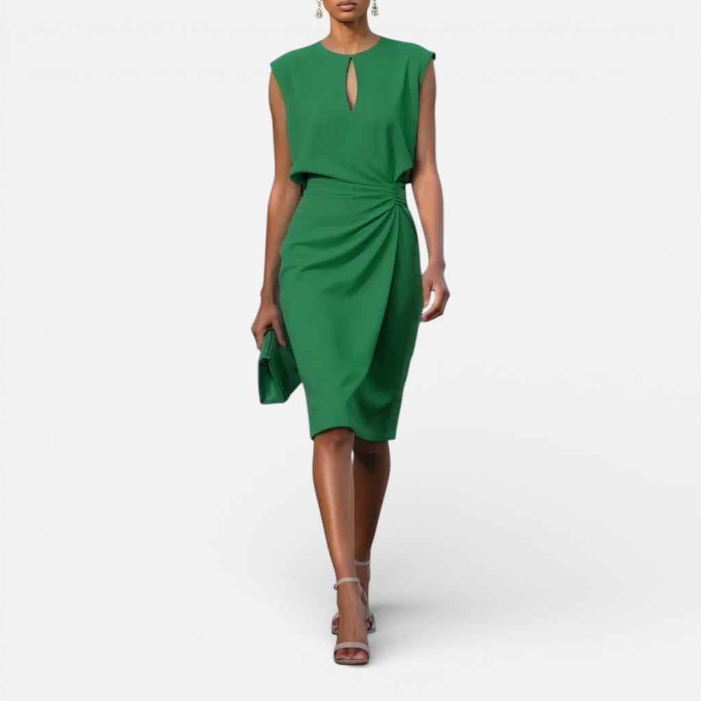 Women’s Classic Ruched Sheath Dress – Elegant Cap Sleeve Formal Dress