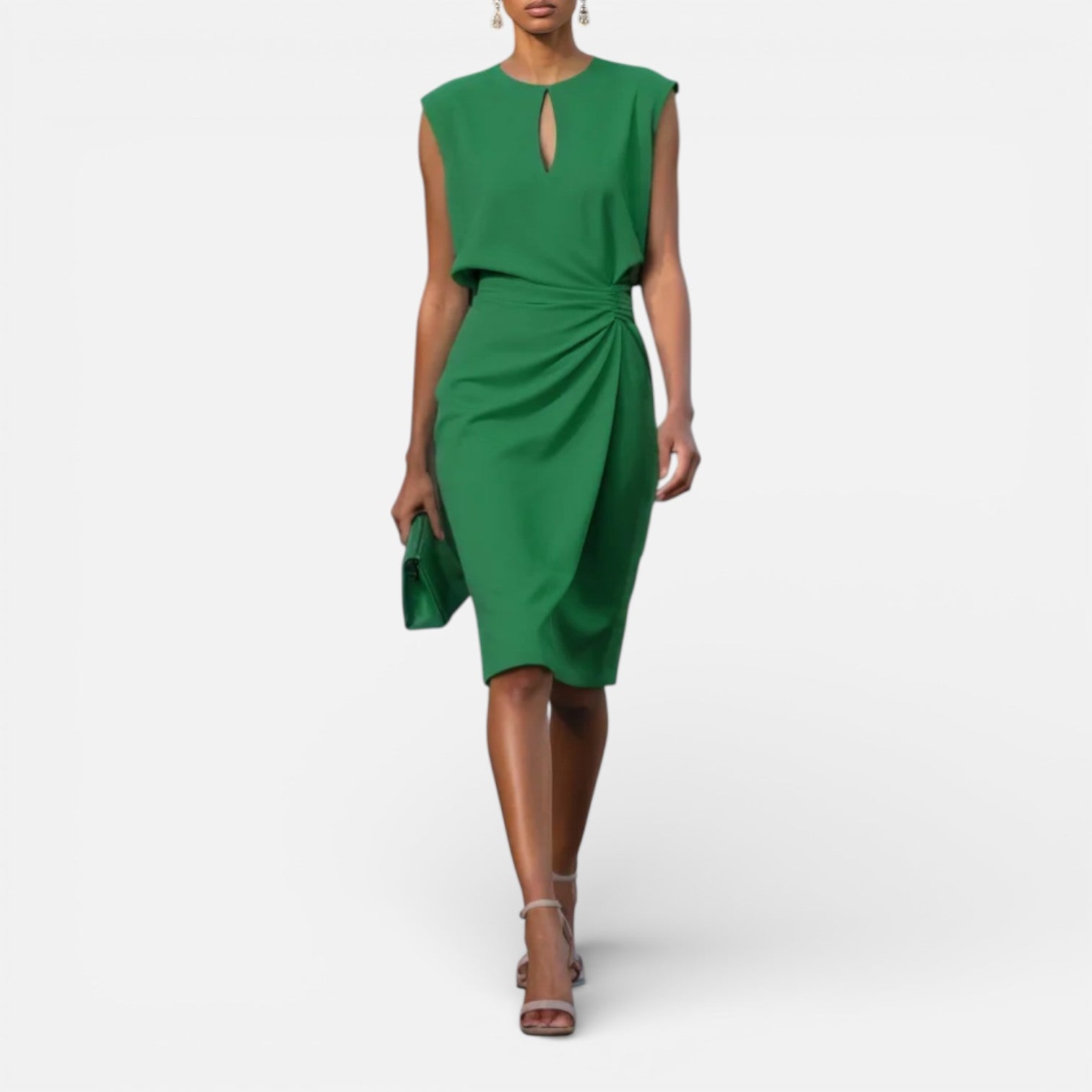 Women’s Classic Ruched Sheath Dress – Elegant Cap Sleeve Formal Dress