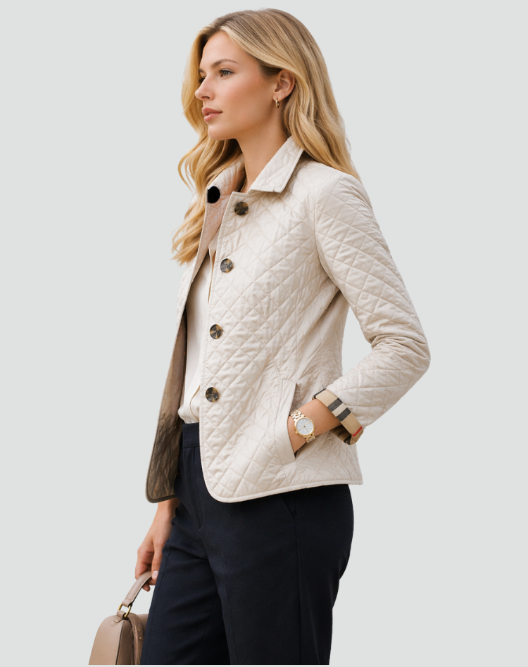 Women's Quilted Jacket - Button Front Transitional Daywear