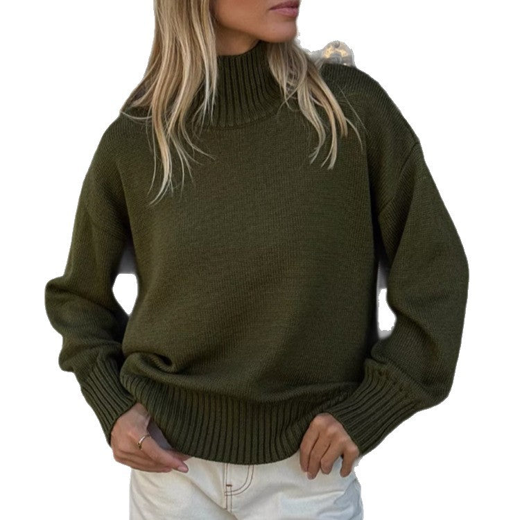 Women’s Casual Cozy Turtleneck Sweater – Relaxed-Fit Pullover Knitwear