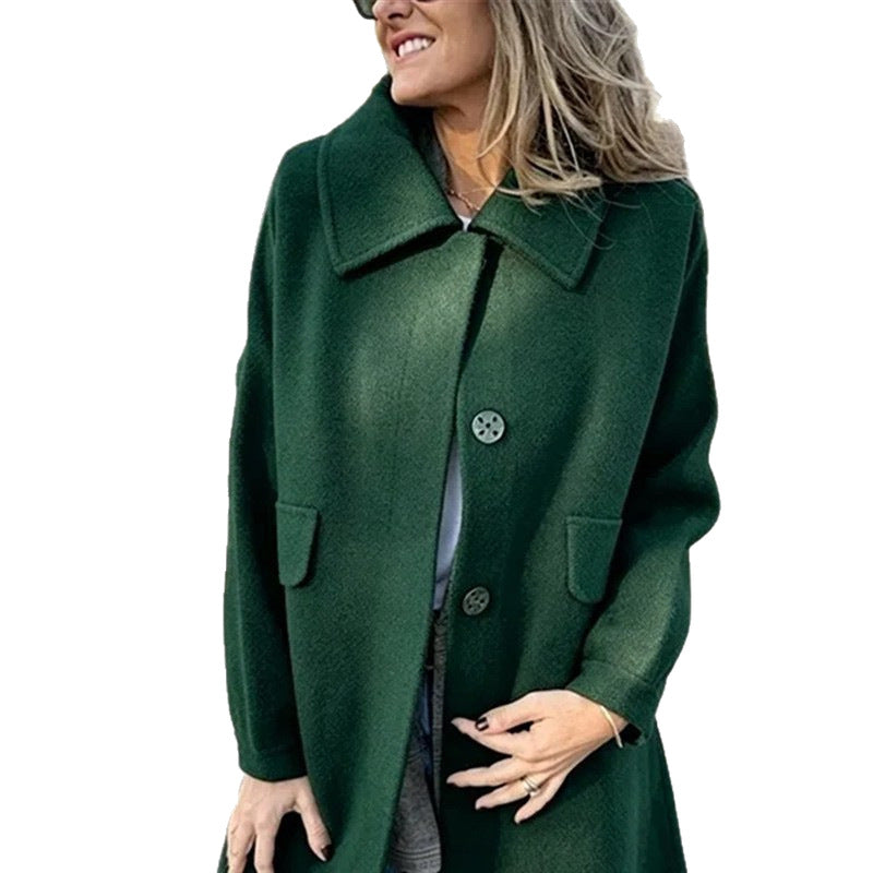 Women’s Casual Single-Breasted Wool Jacket – Elegant Warm Everyday Style