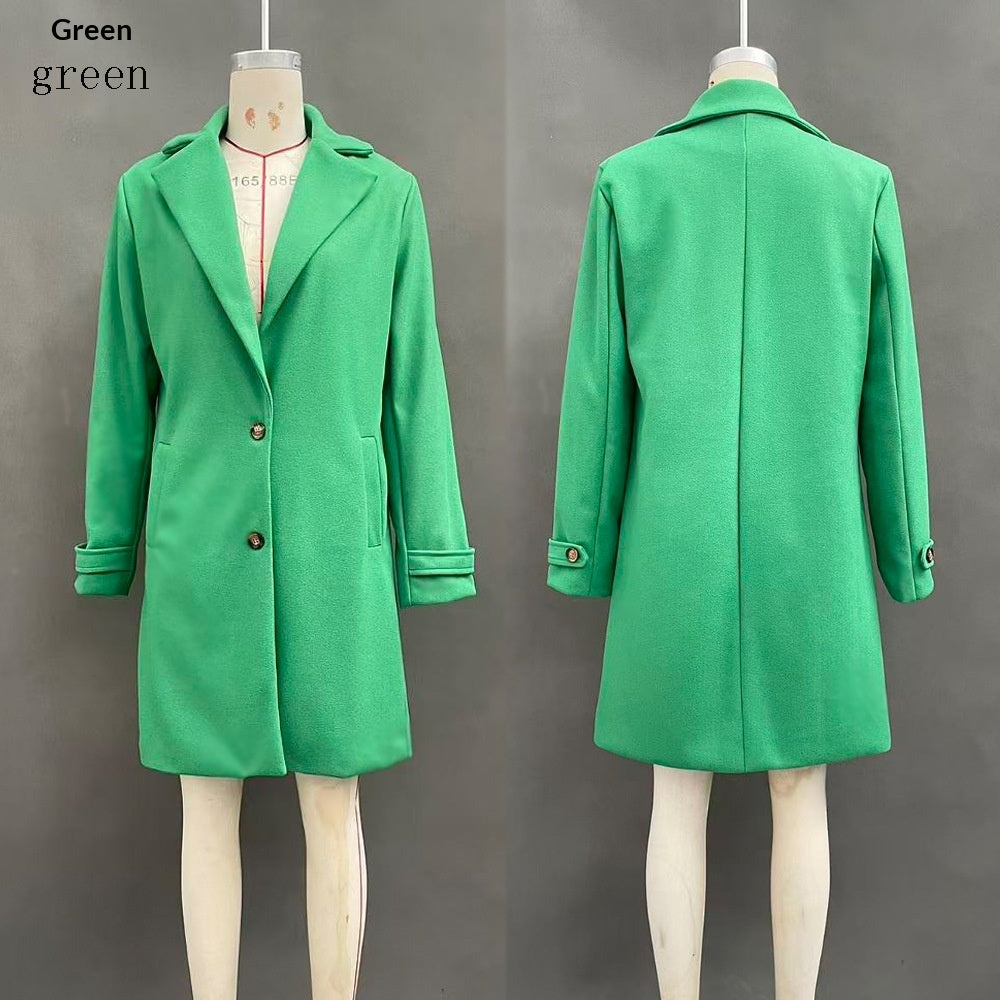 Retro Mid-Length Lapel Coat - Casual and Chic