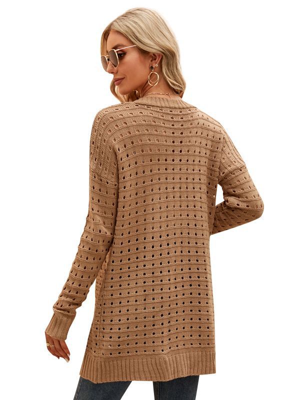 Women’s Long Open-Knit Cardigan - Soft and Versatile