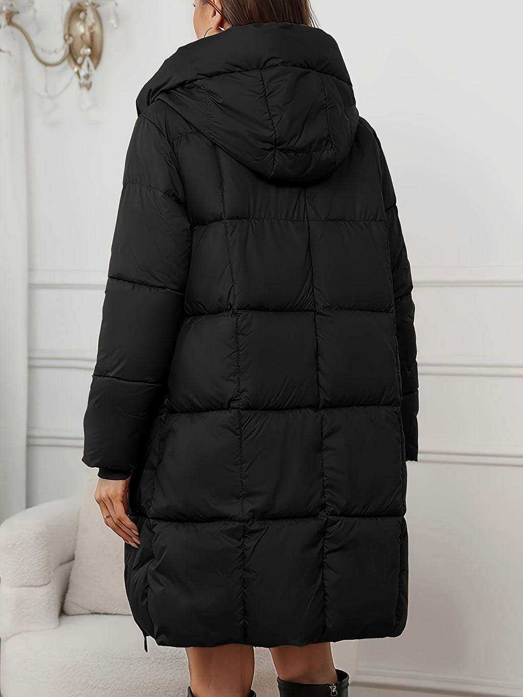 Women’s Hooded Longline Puffer Coat – Warm Lightweight Winter Style