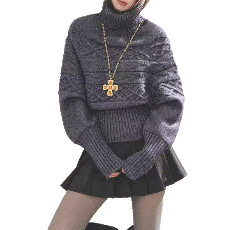Cable-Knit Turtleneck Sweater - Soft and Shaped