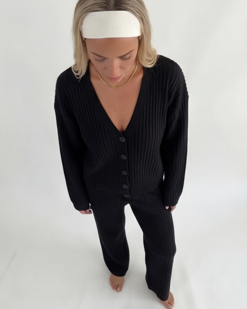 Women’s Elegant Knitted Loungewear Set – Wide Sleeves Relaxed Fit