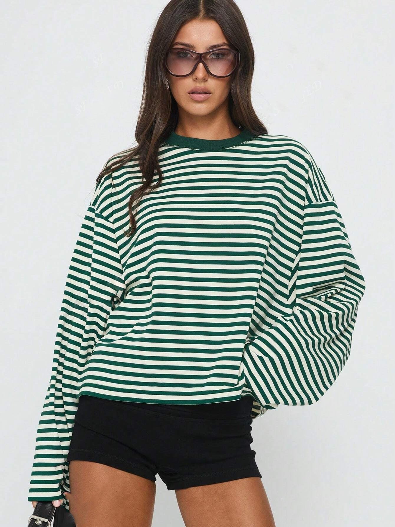 Women’s Retro Color-Block Striped Top – Casual Relaxed Everyday Style