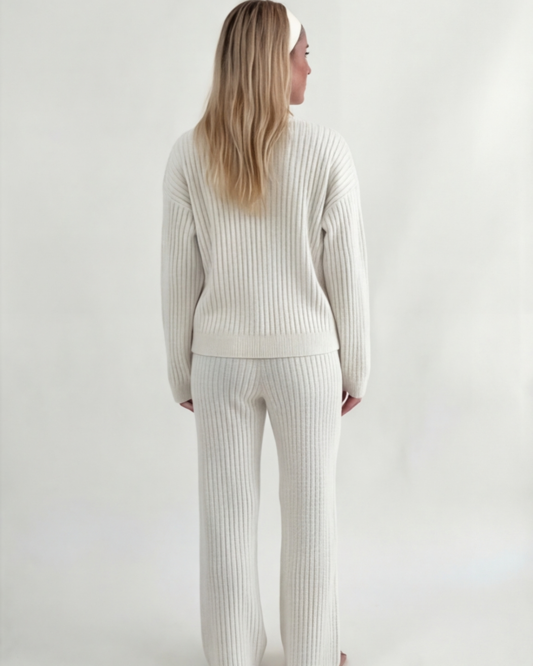 Women’s Elegant Knitted Loungewear Set – Wide Sleeves Relaxed Fit