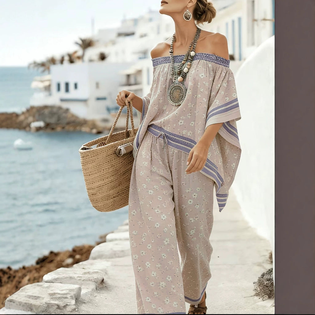 Women's One-Shoulder Top and Wide-Leg Pants Set – Chic Coordinated Occasion Style