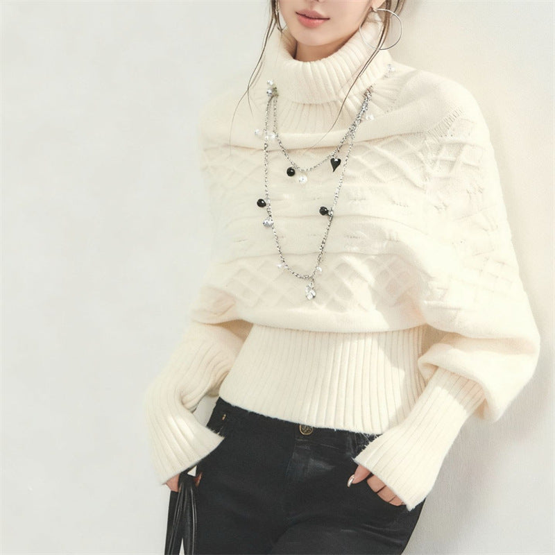 Cable-Knit Turtleneck Sweater - Soft and Shaped