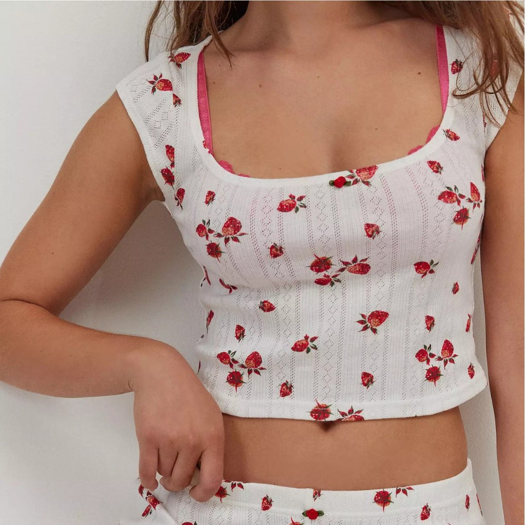 Women’s Rayon Jacquard Pajama Set – Short Sleeve Top and Shorts