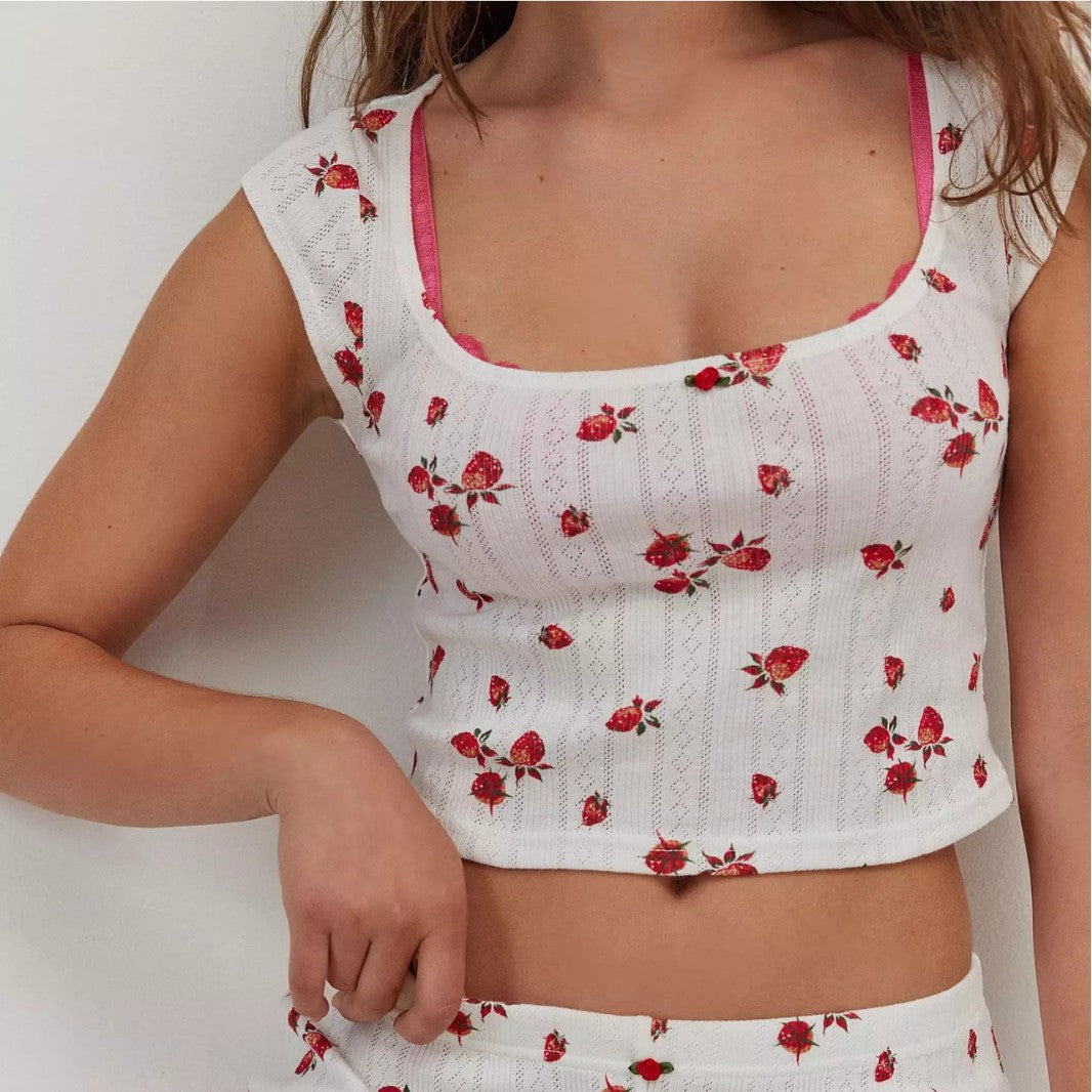 Women’s Rayon Jacquard Pajama Set – Short Sleeve Top and Shorts