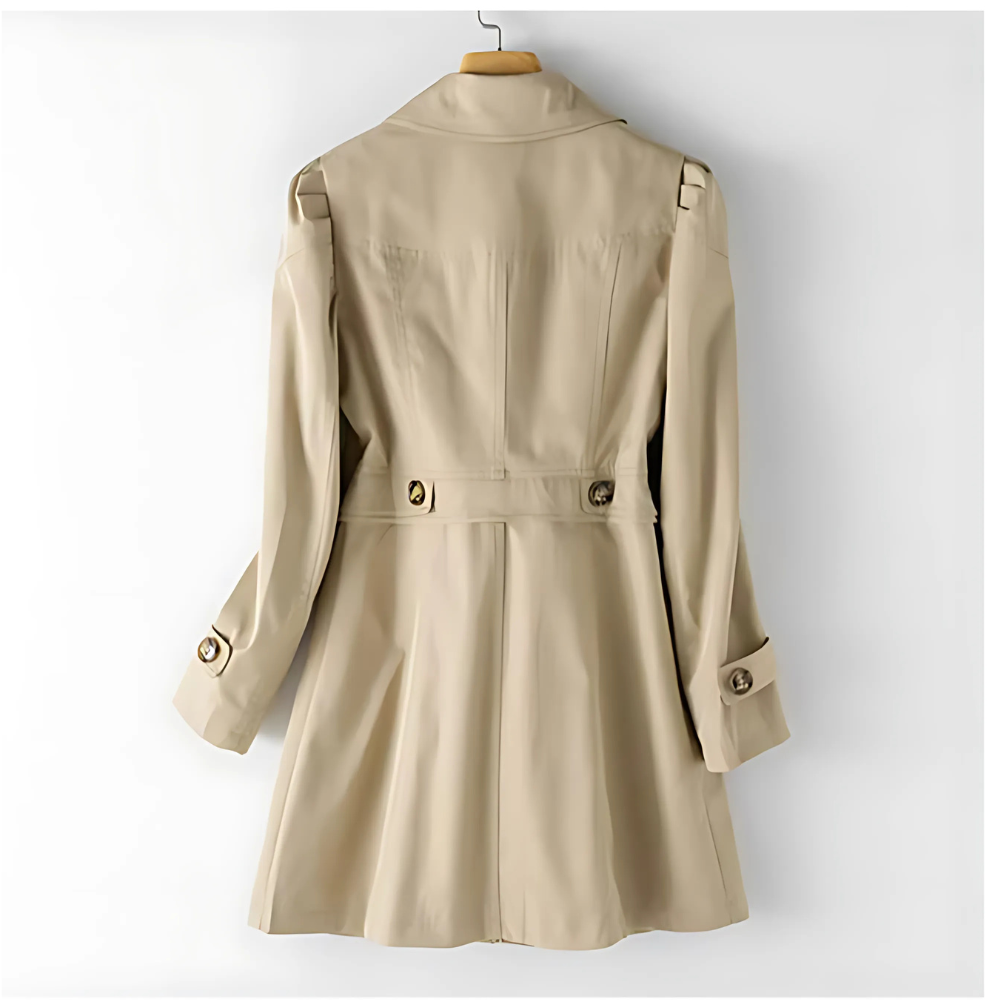 Women's Belted Trench Coat – Double-Breasted Classic Collar Jacket