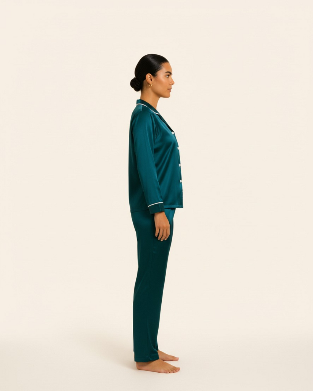 Women's Basic Solid Satin Pajama Set