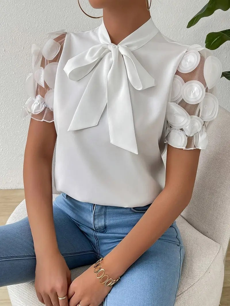 Women's Bow Tie Blouse – Elegant Feminine Chic Top