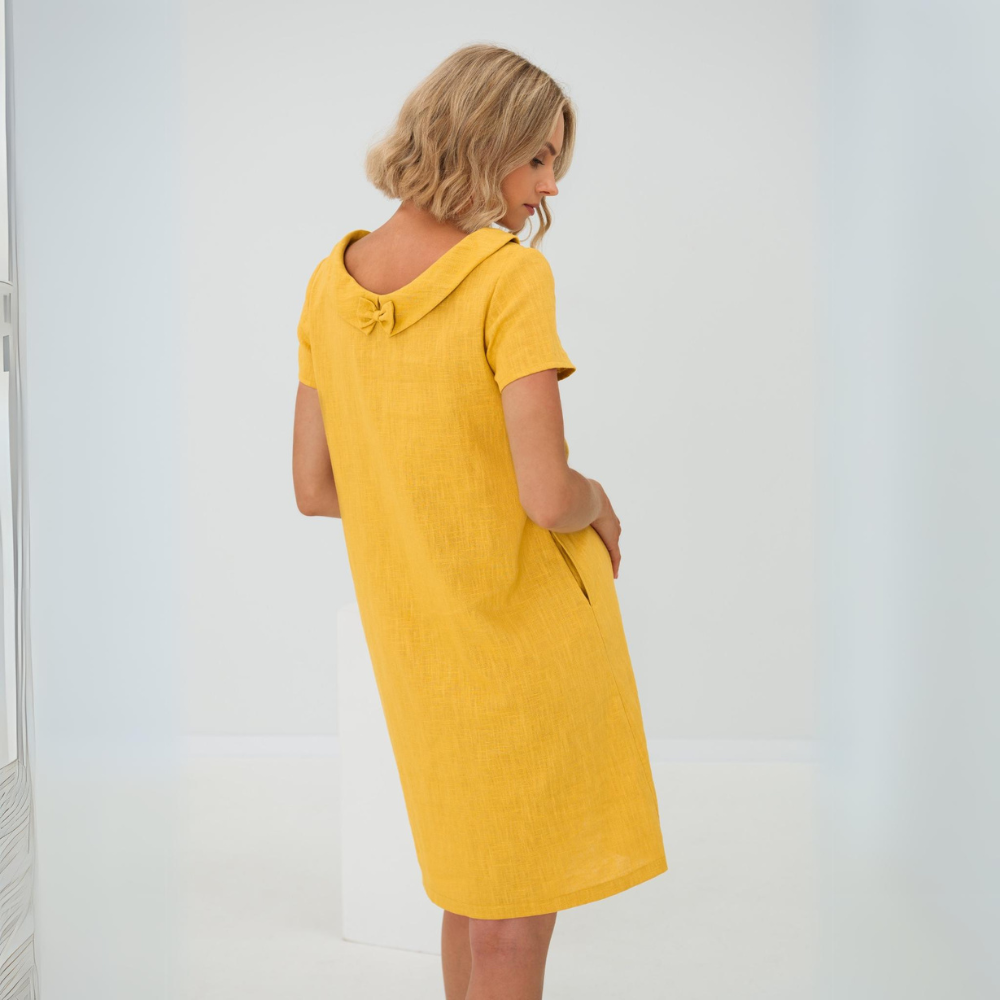 Women's Soft Linen Pocket Dress – Relaxed Summer Midi Dress